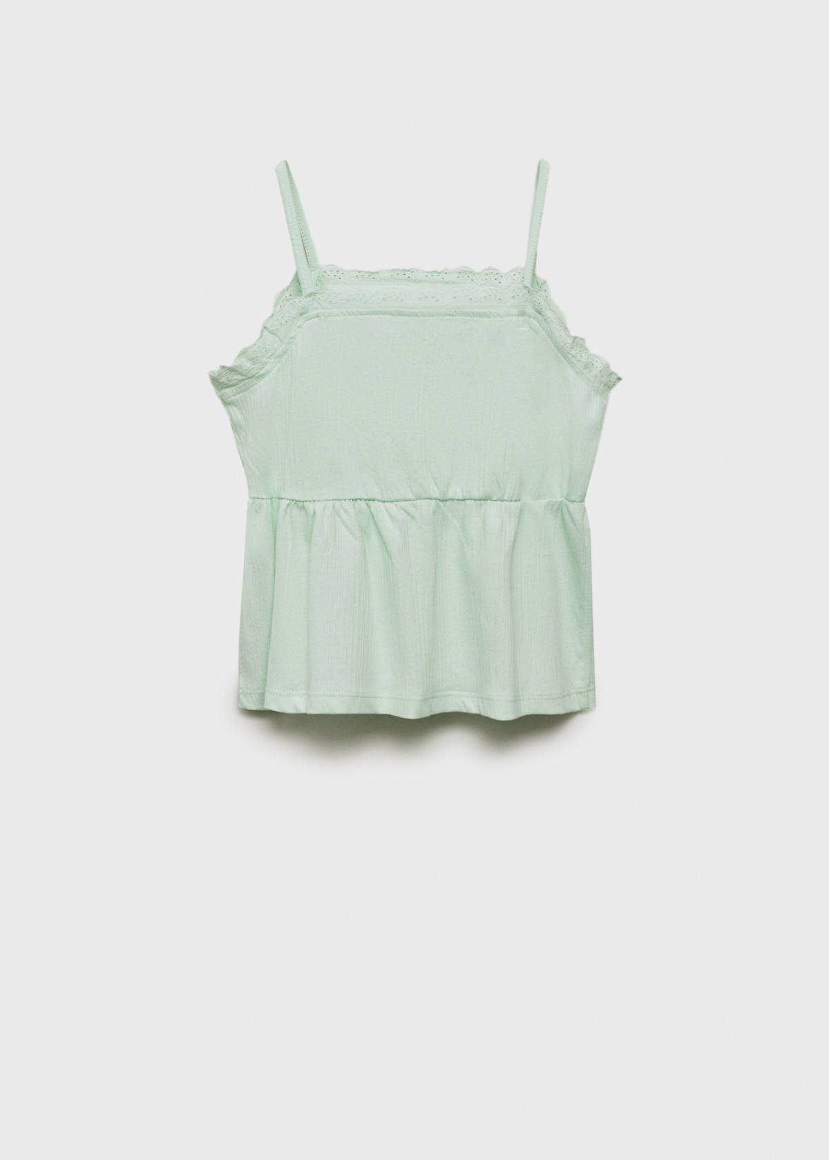 Top with Swiss embroidery detail — Mint Green