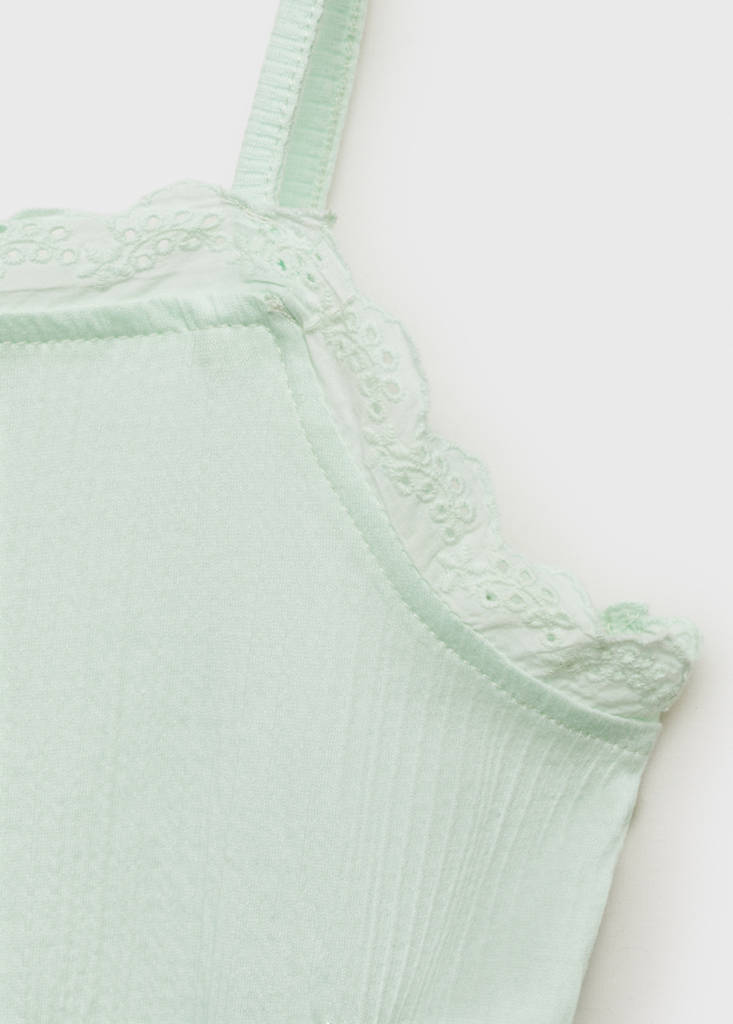 Top with Swiss embroidery detail — Mint Green