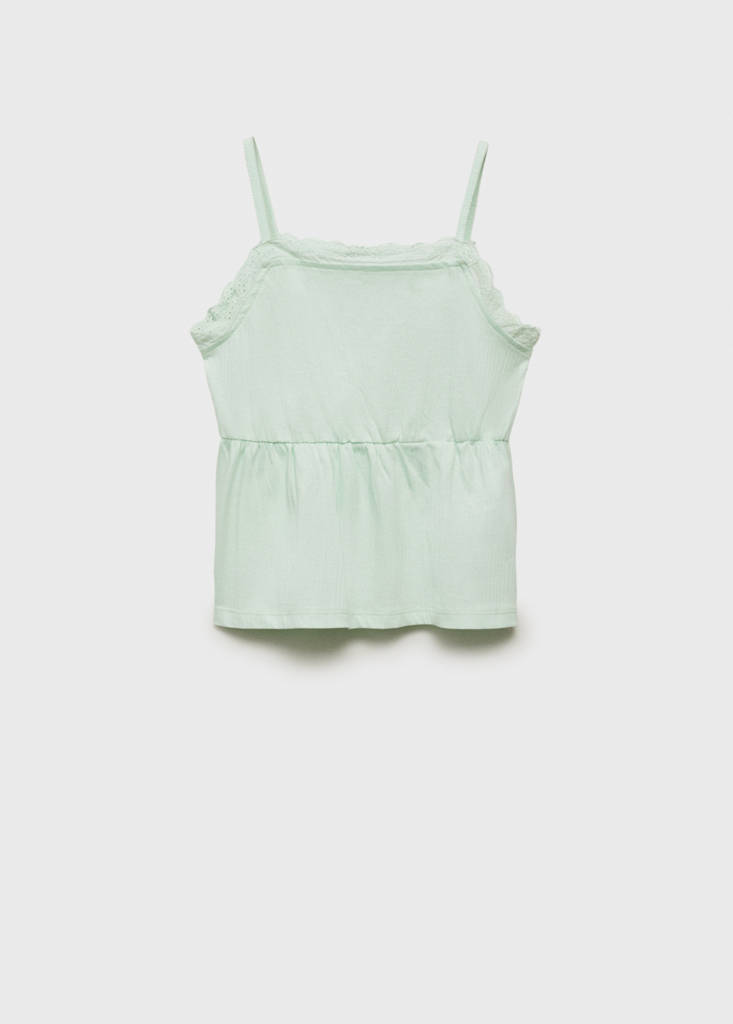 Top with Swiss embroidery detail — Mint Green