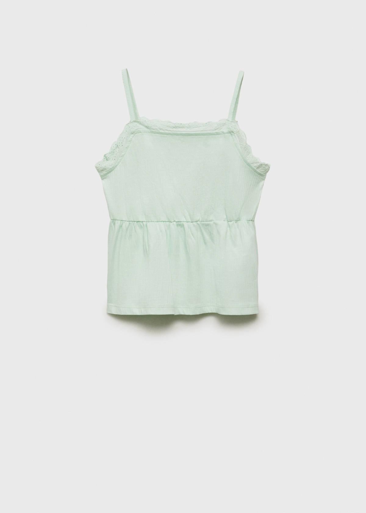 Top with Swiss embroidery detail — Mint Green