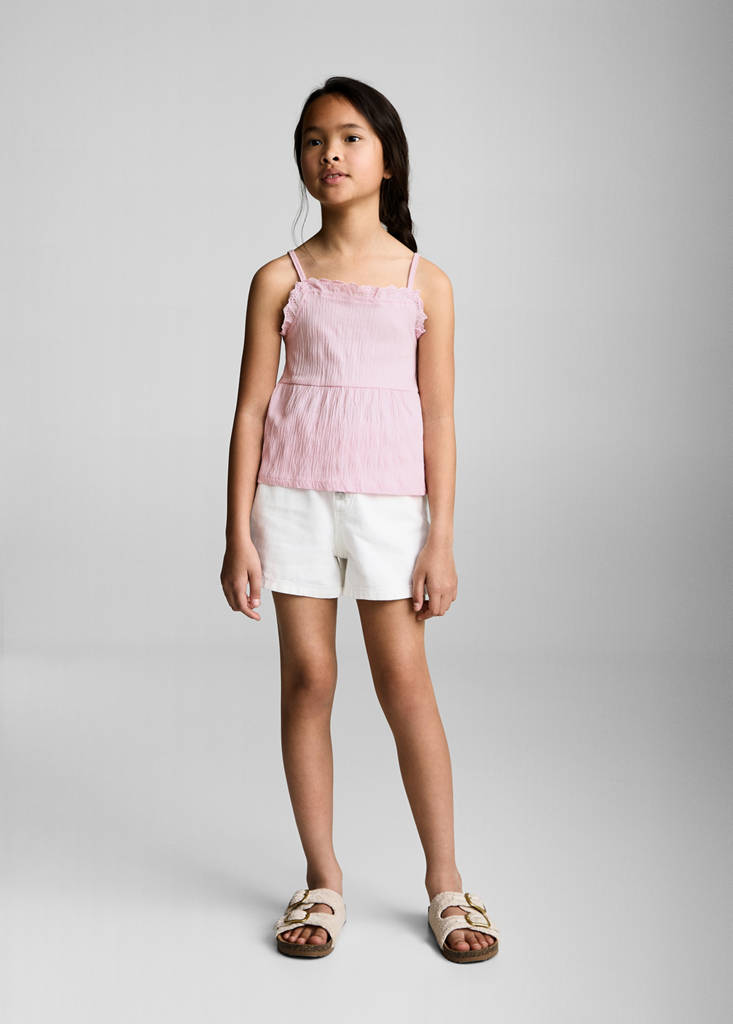 Top with Swiss embroidery detail — Pink