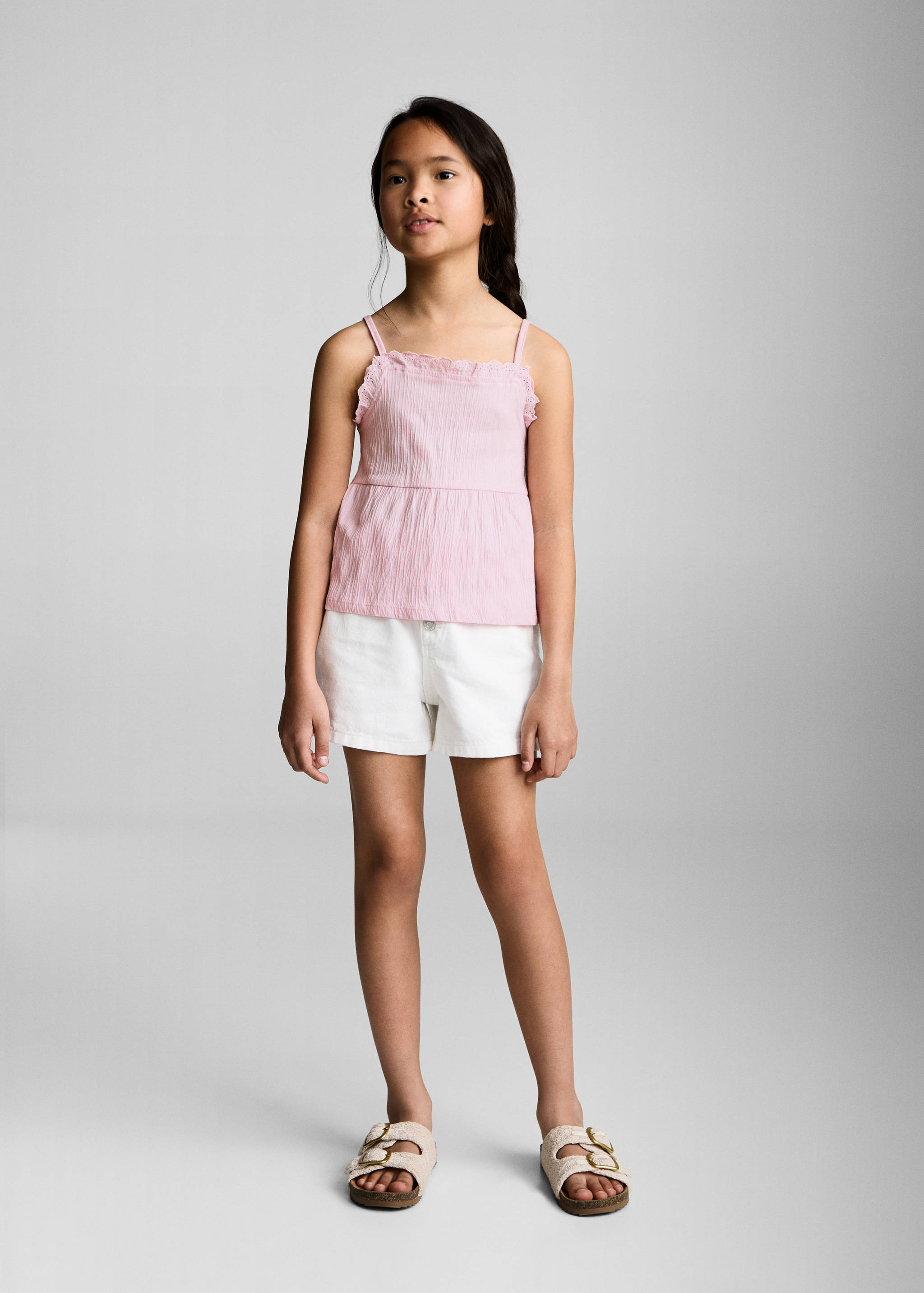 Top with Swiss embroidery detail - General plane