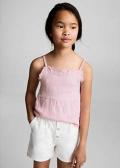 Top with Swiss embroidery detail — Pink 1