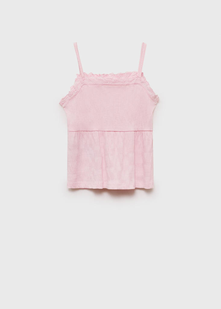 Top with Swiss embroidery detail — Pink