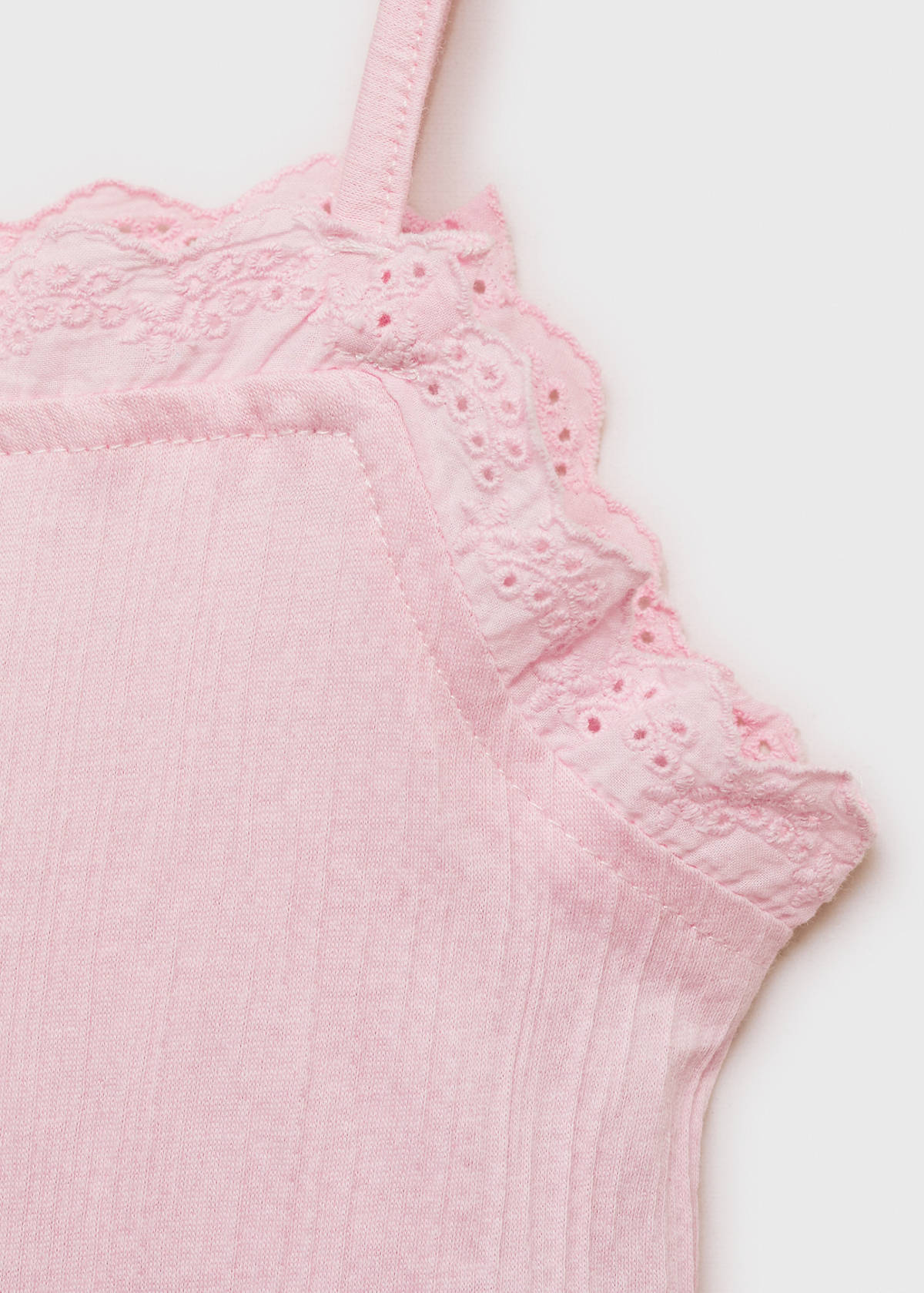 Top with Swiss embroidery detail — Pink