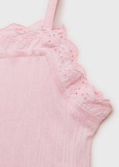 Top with Swiss embroidery detail — Pink 5