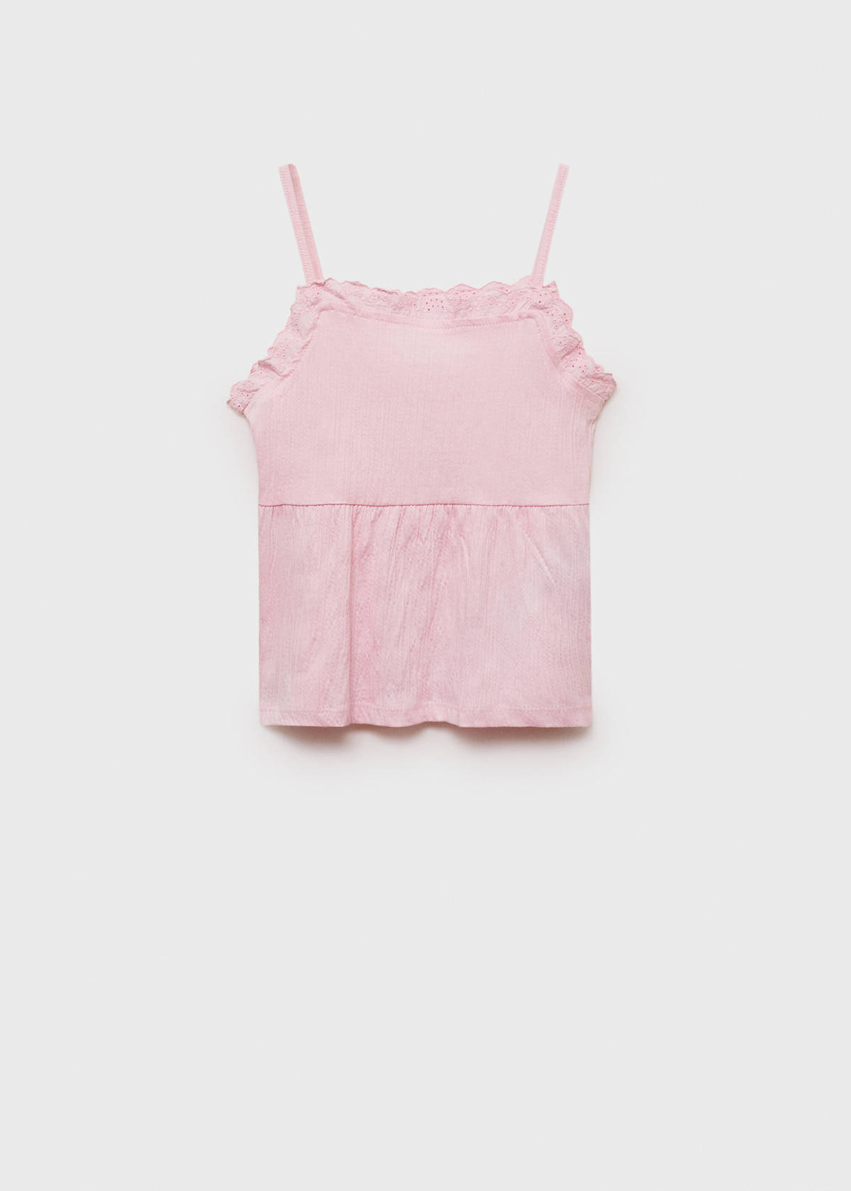 Top with Swiss embroidery detail — Pink