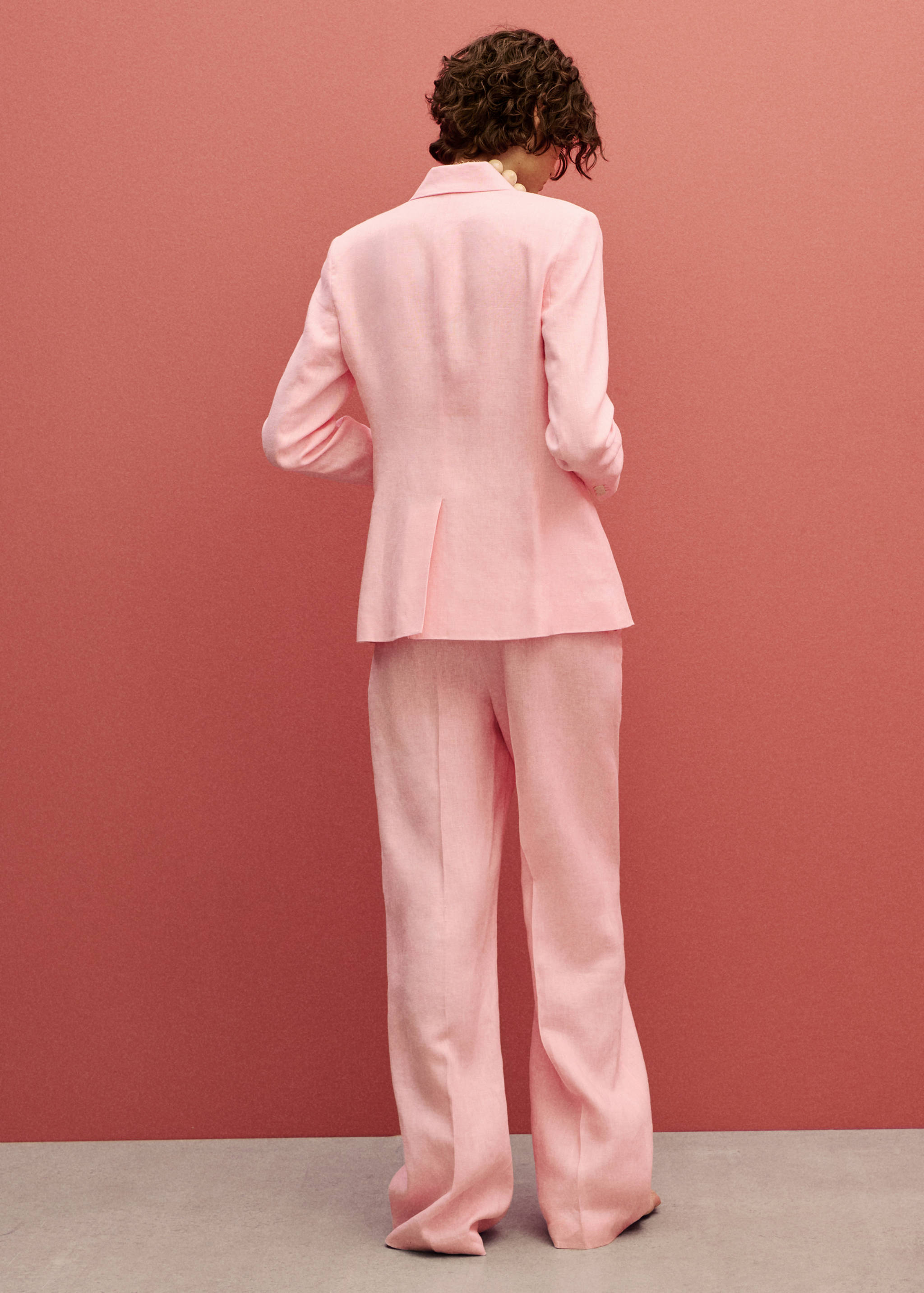 Pantaloni drepți din in cu șnur - Spatele articolului