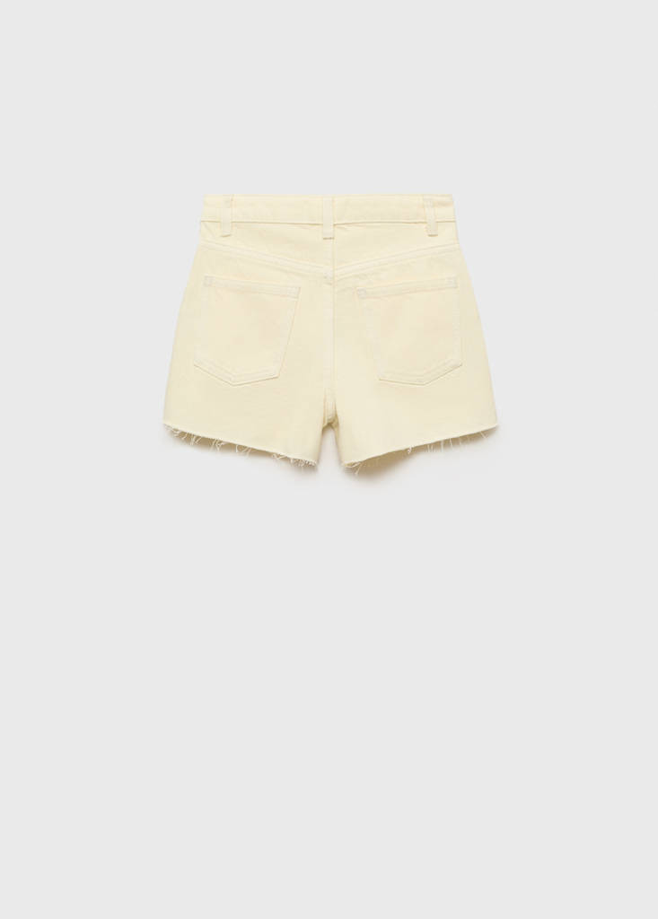 Straight shorts with frayed hem — Pastel Yellow