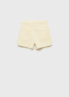 Straight shorts with frayed hem — Pastel Yellow 4