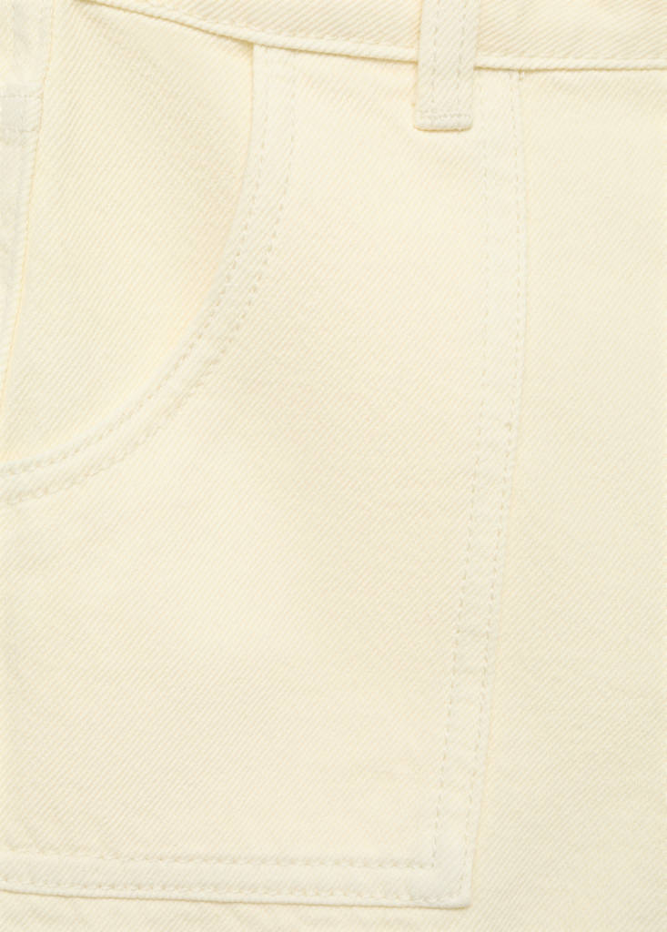 Straight shorts with frayed hem — Pastel Yellow