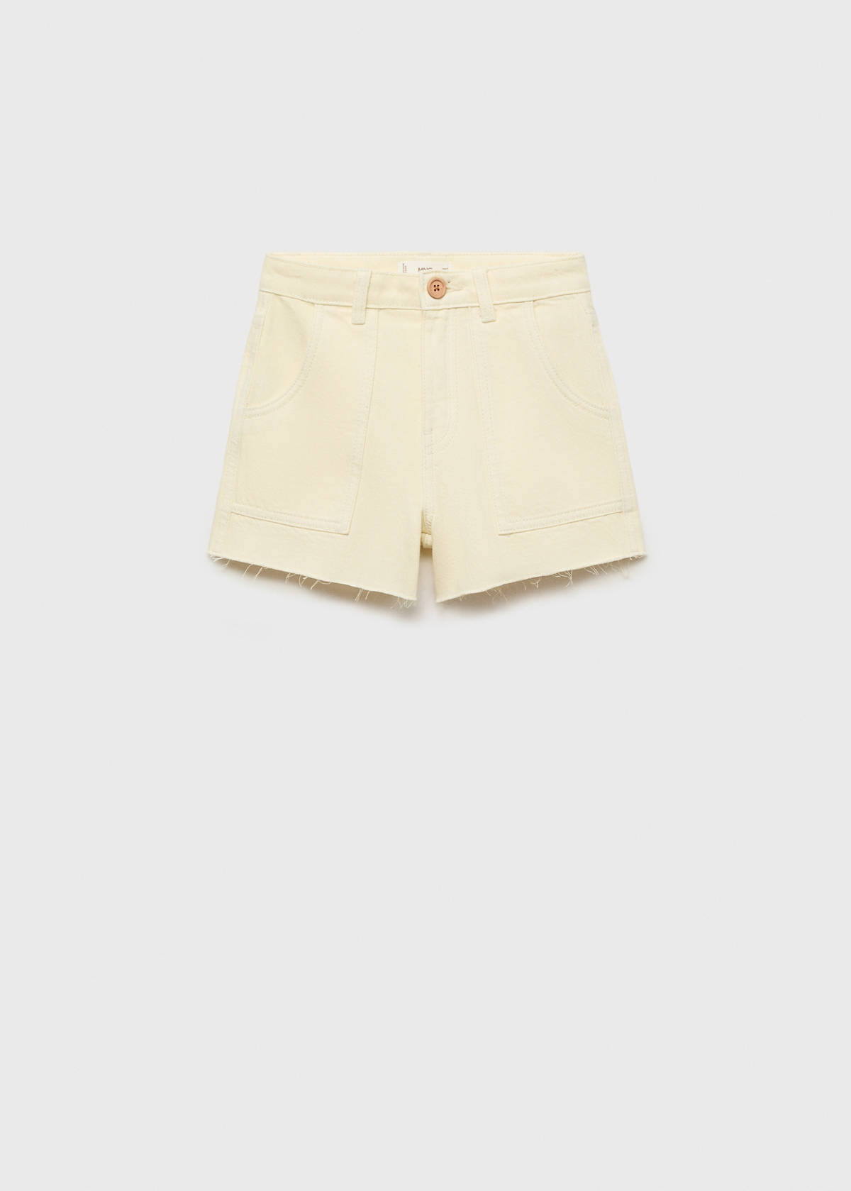 Straight shorts with frayed hem — Pastel Yellow