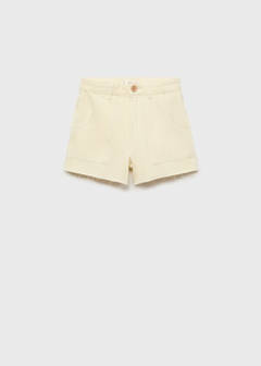 Straight shorts with frayed hem — Pastel Yellow 2