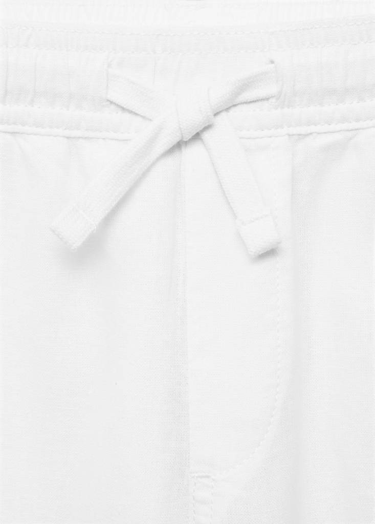 Linen-blend elastic waist trousers — White
