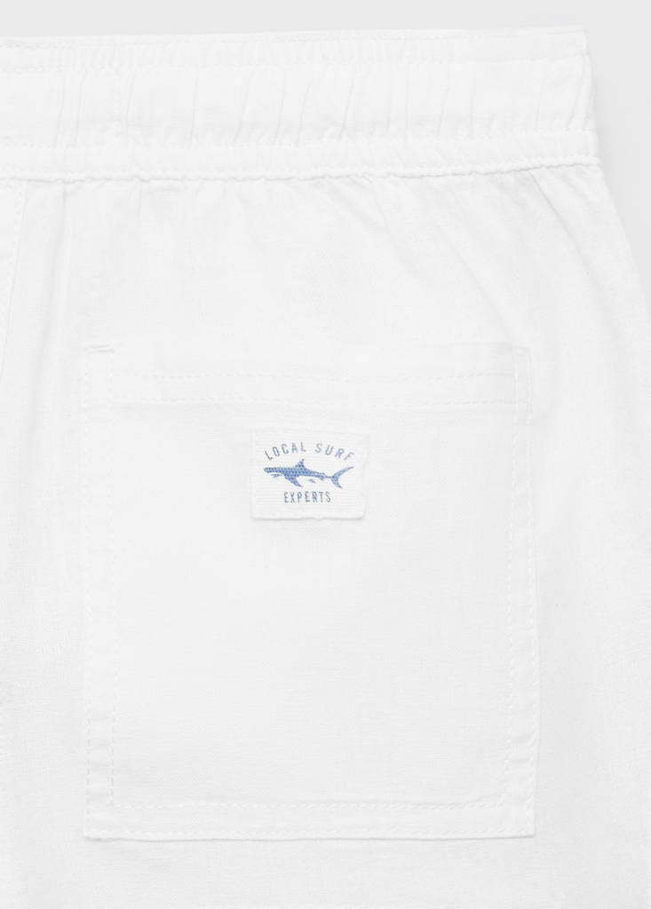 Linen-blend elastic waist trousers — White