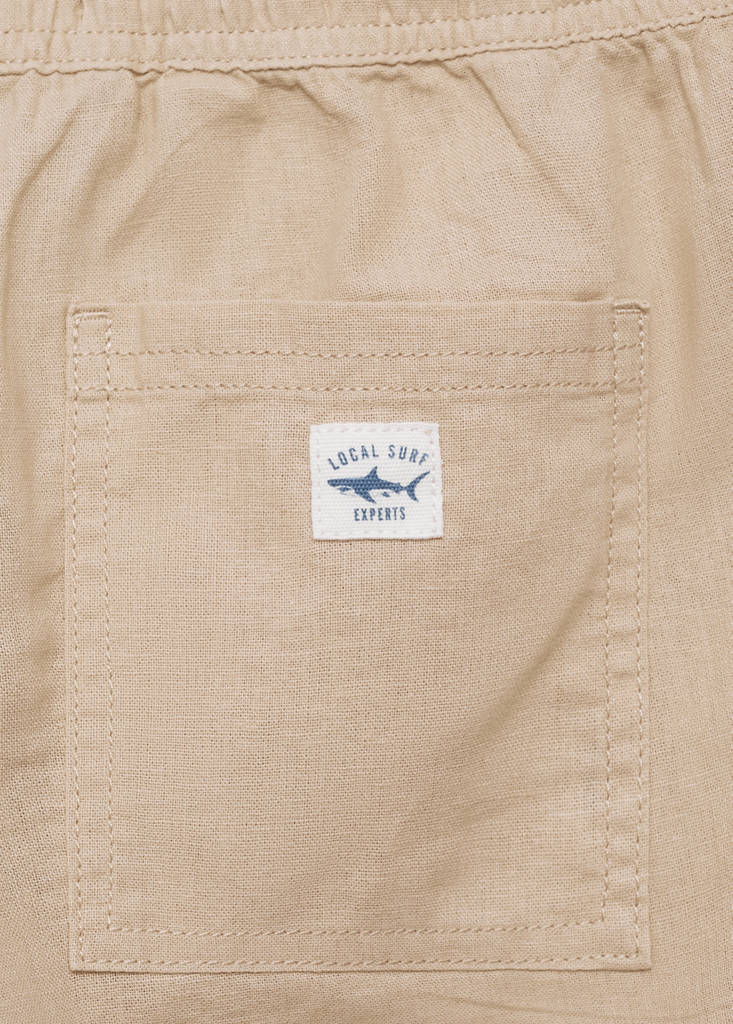 Linen-blend elastic waist trousers — Beige
