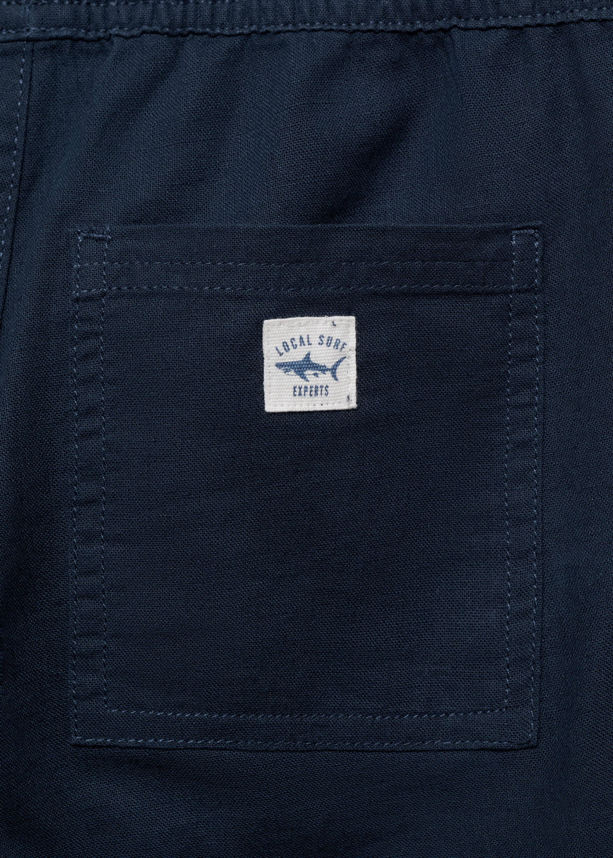 Linen-blend elastic waist pants - Details of the article 0