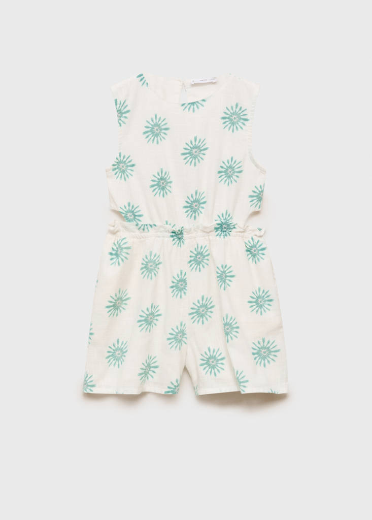 MANGO KIDS - Combinaison imprimée ouvertures blanc - 10 - Fille