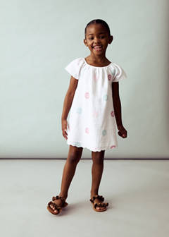 Embroidered detail dress — White 1