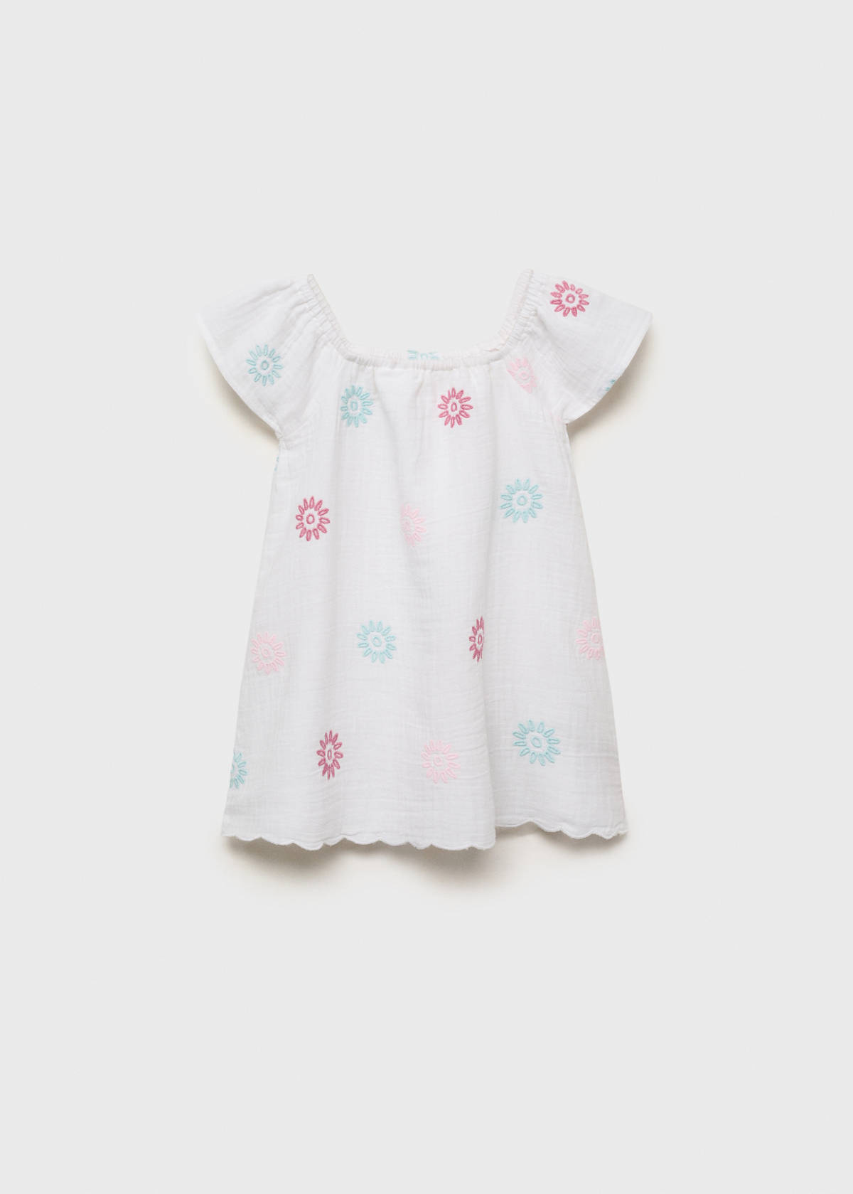 Embroidered detail dress — White