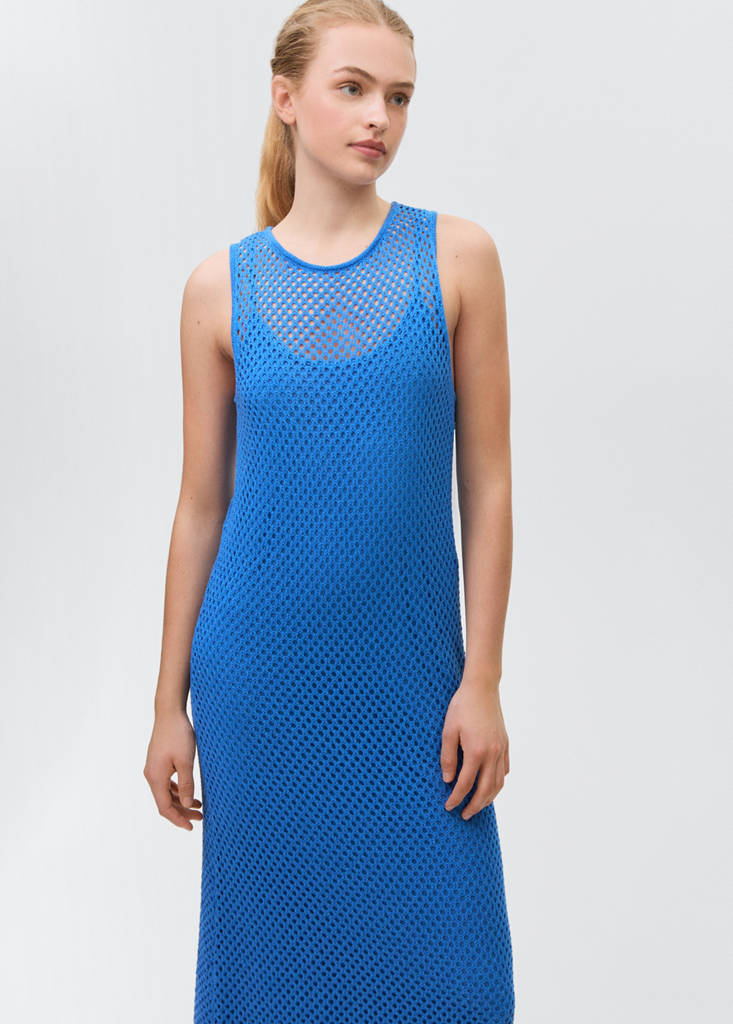 Mesh crochet dress — Blue