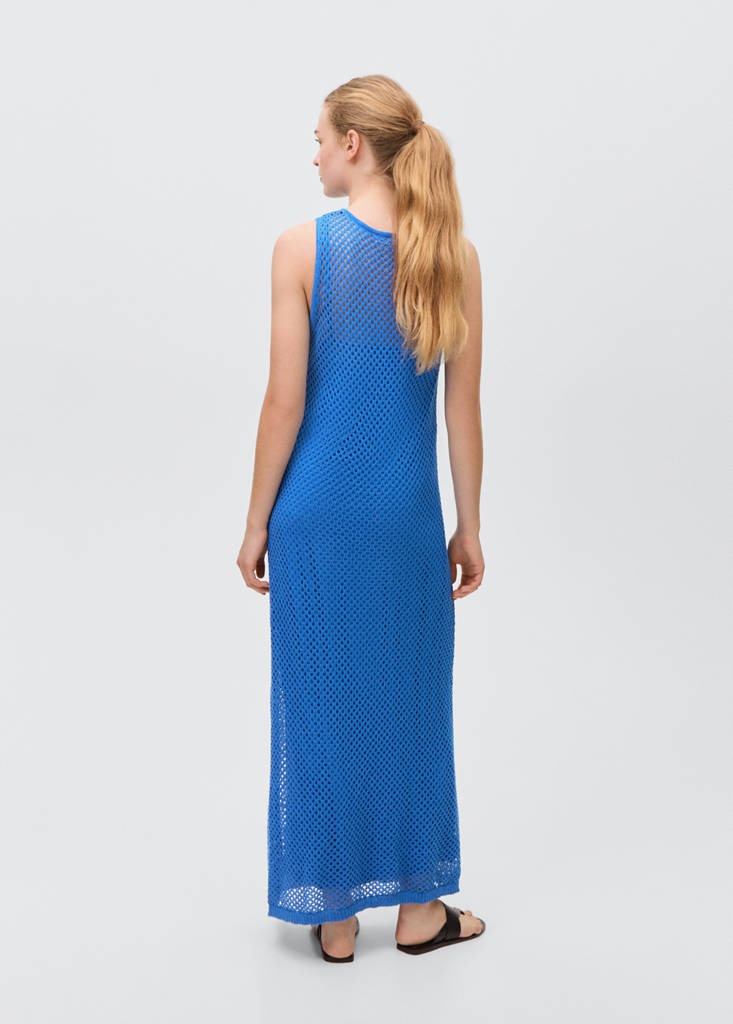 Mesh crochet dress — Blue