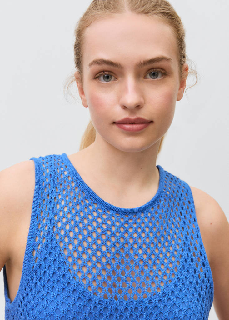 Mesh crochet dress — Blue