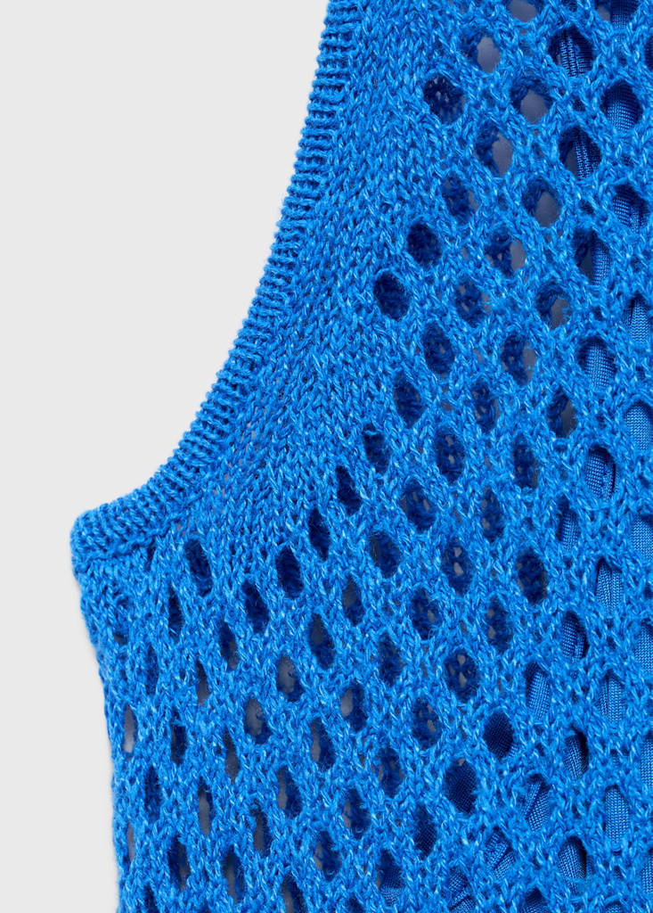 Mesh crochet dress — Blue