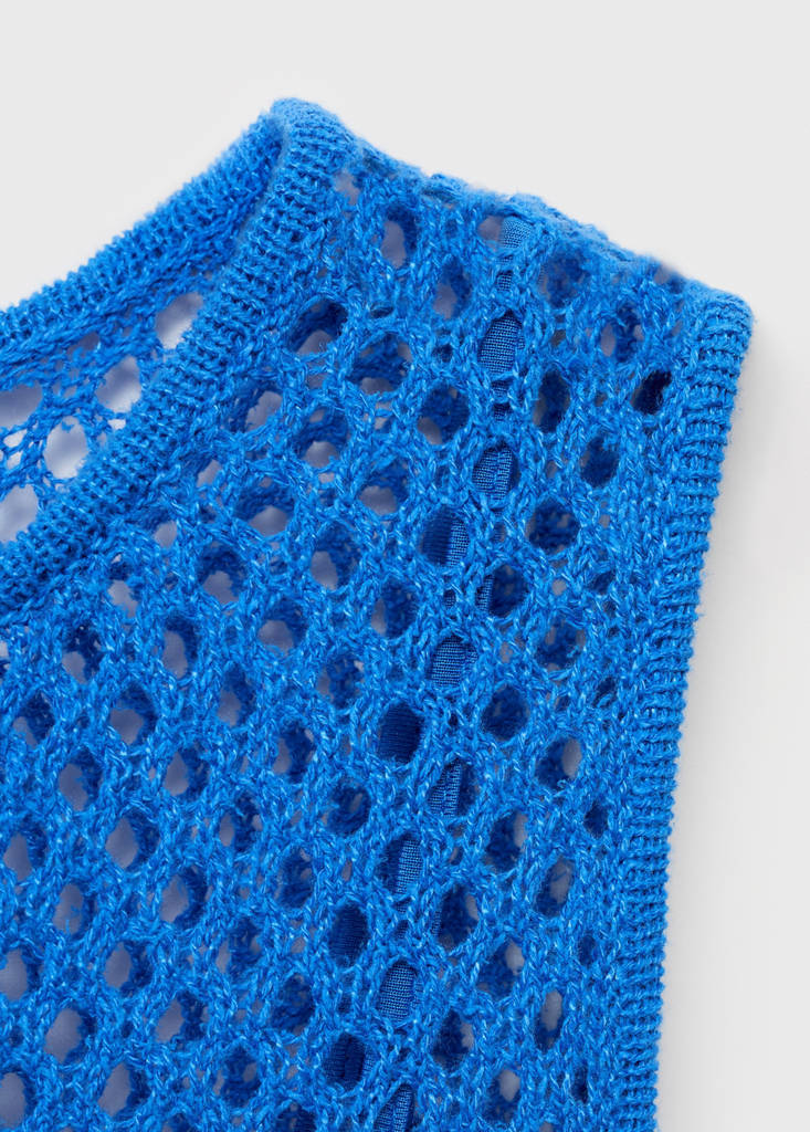 Mesh crochet dress — Blue