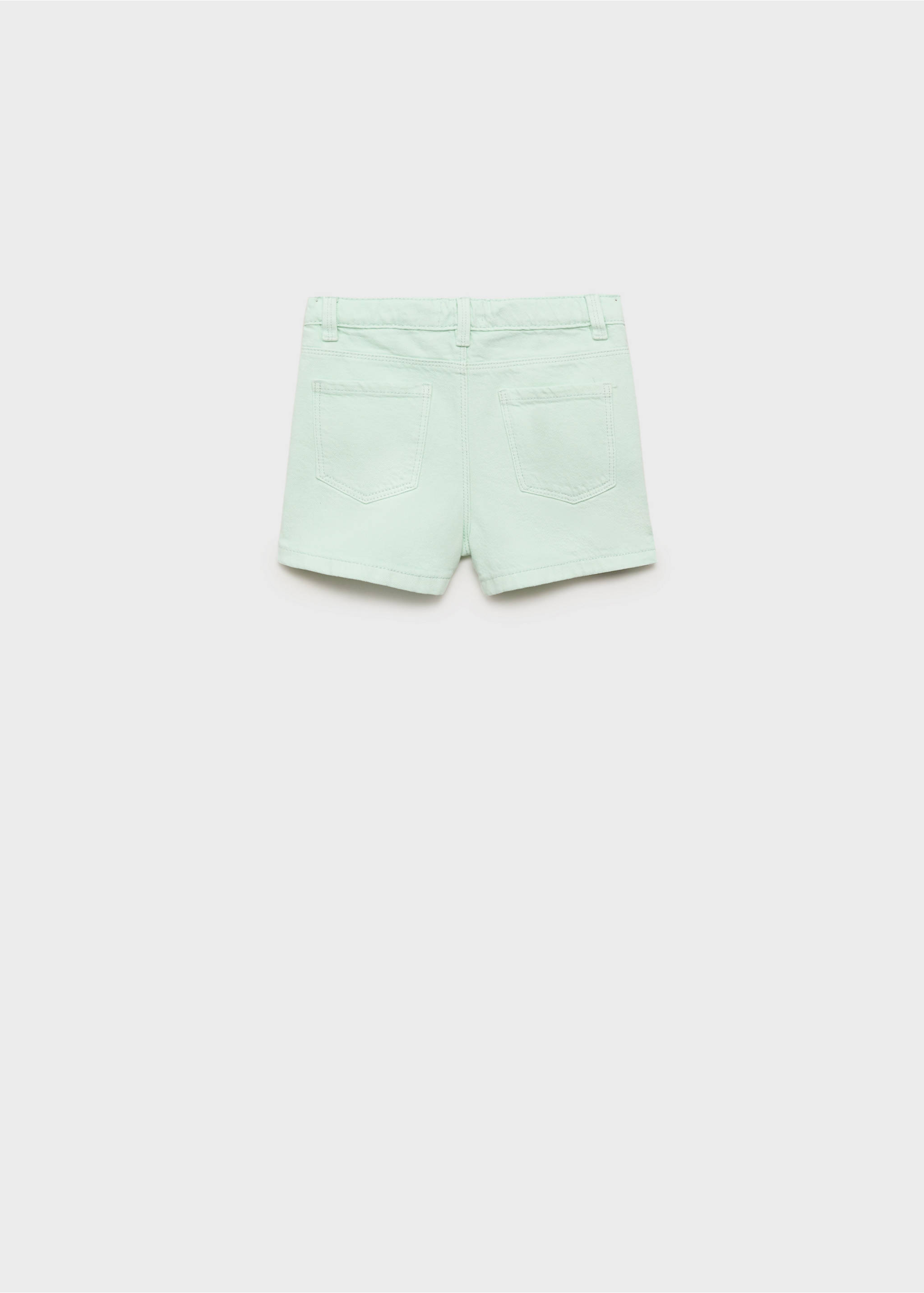 Denim shorts with side detail - Reverse of the article, Pastel Green. Ref: 87097699-00.
