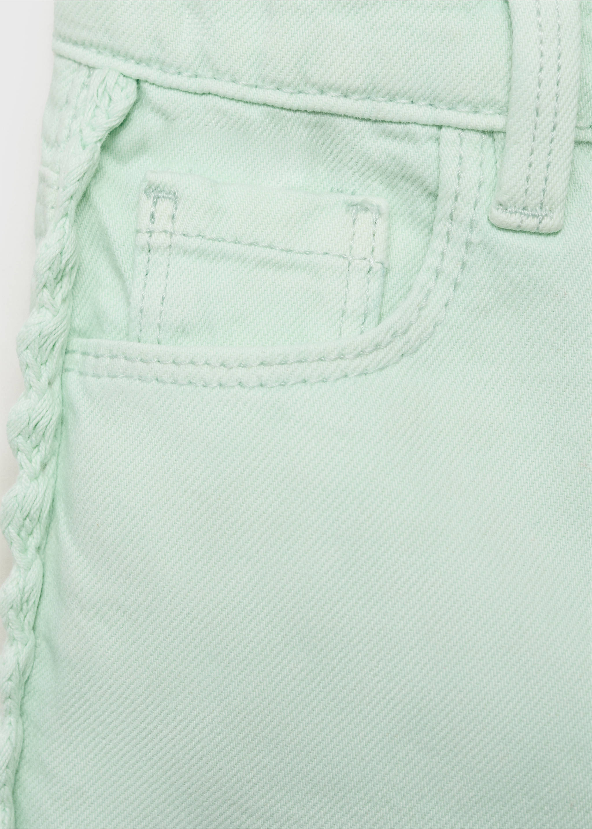 Denim shorts with side detail - Details of the article 0, Pastel Green. Ref: 87097699-00.