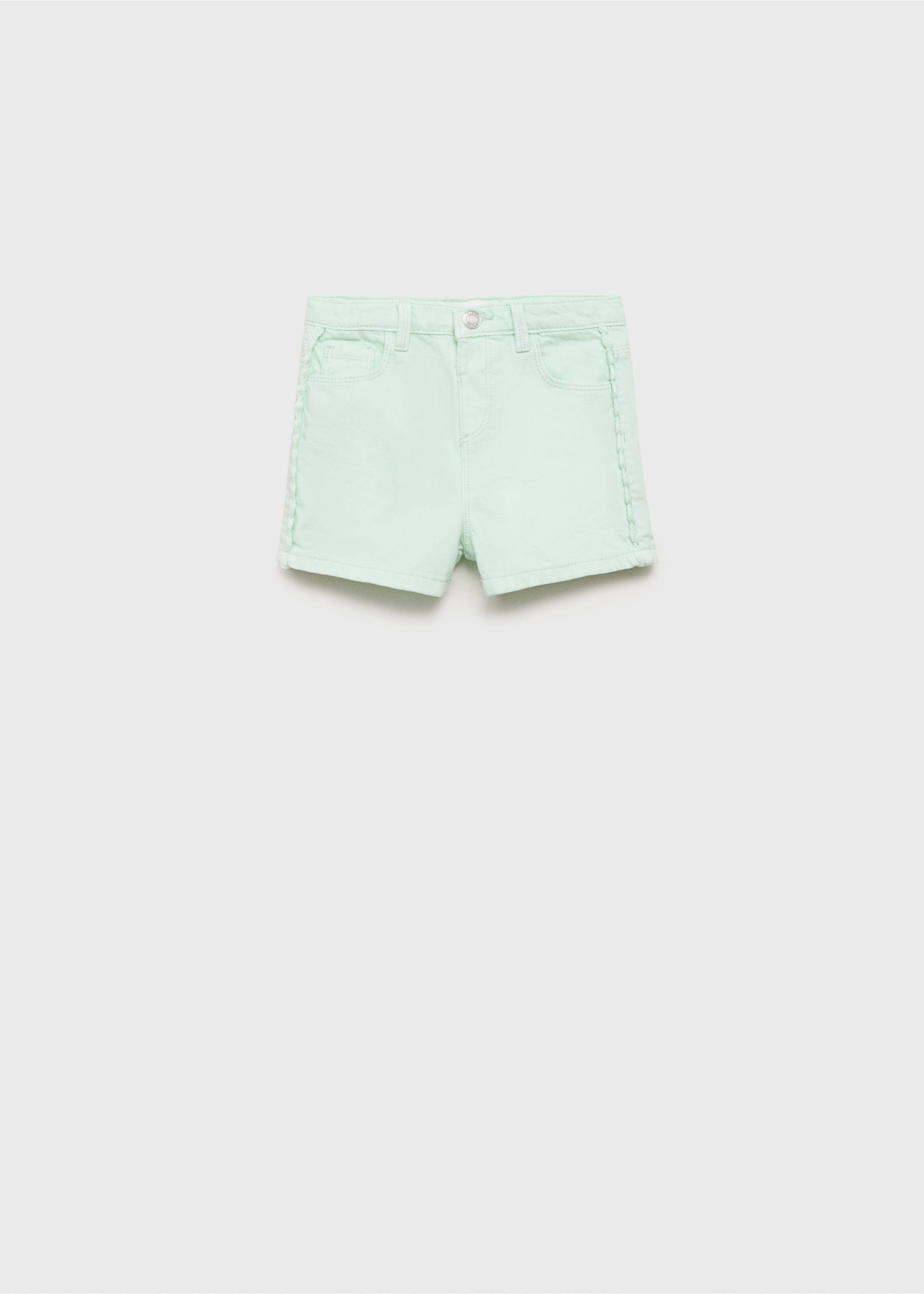 Denim shorts with side detail - Article without model, Pastel Green. Ref: 87097699-00.
