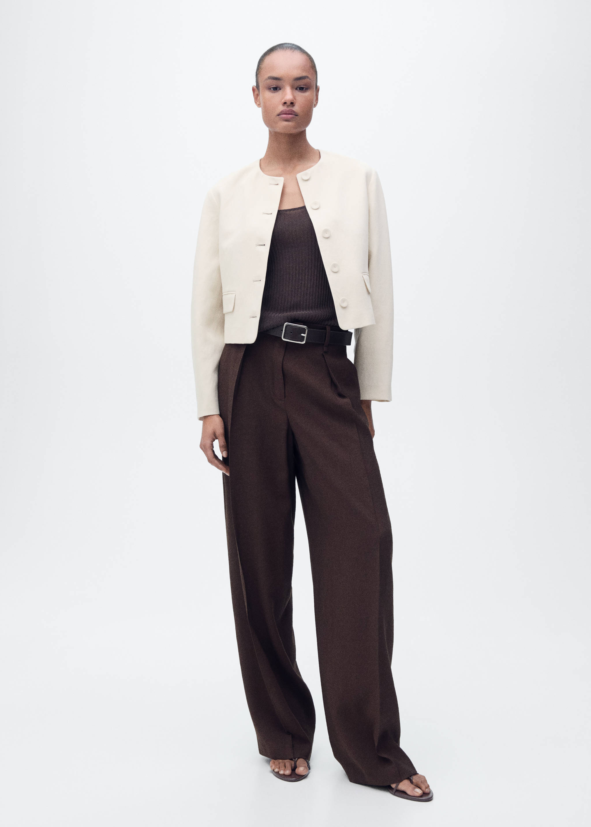 Linen-blend jacket with buttons - General plane