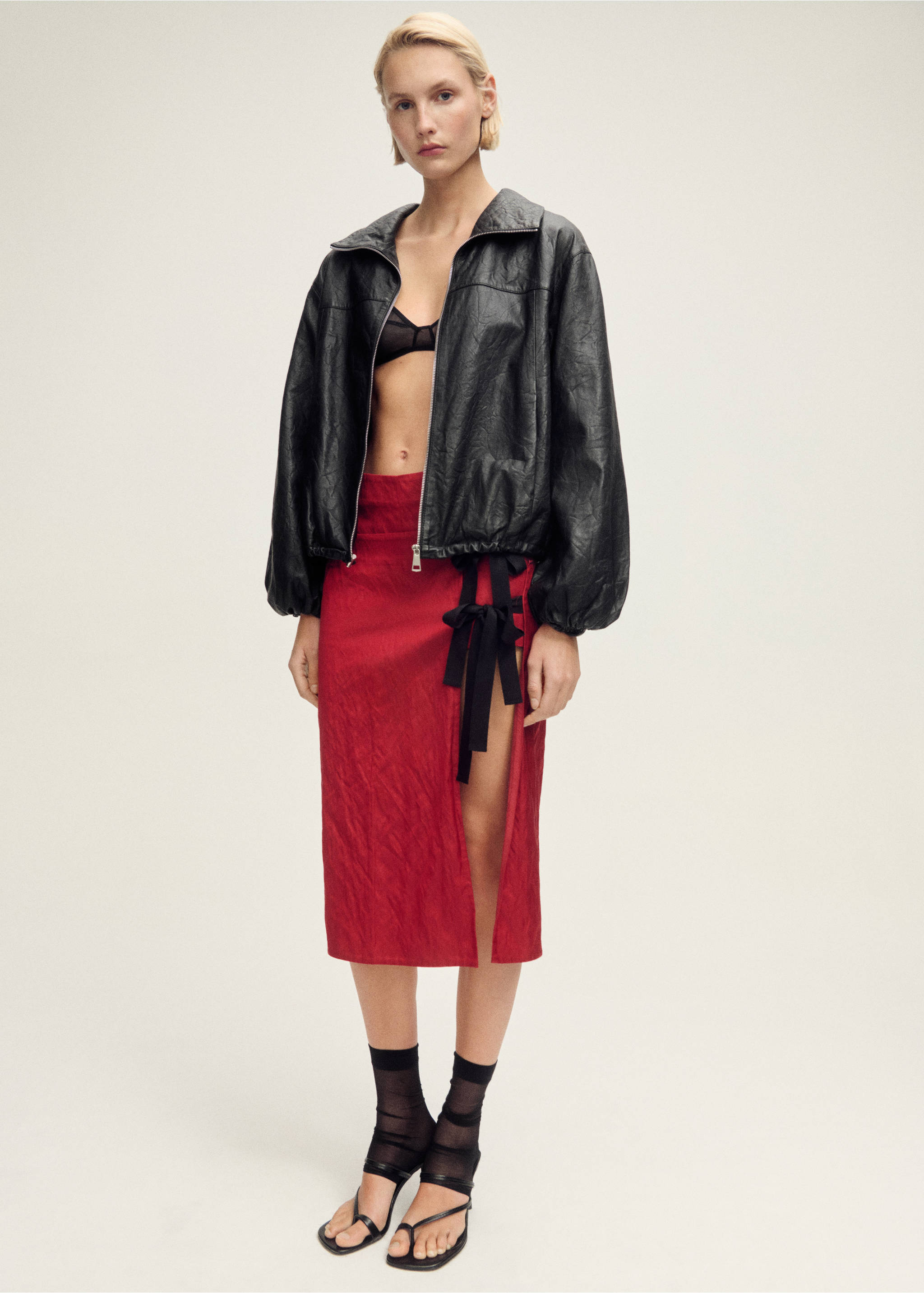 Oversized leather jacket - General plane, Black. Ref: 87097710-00.