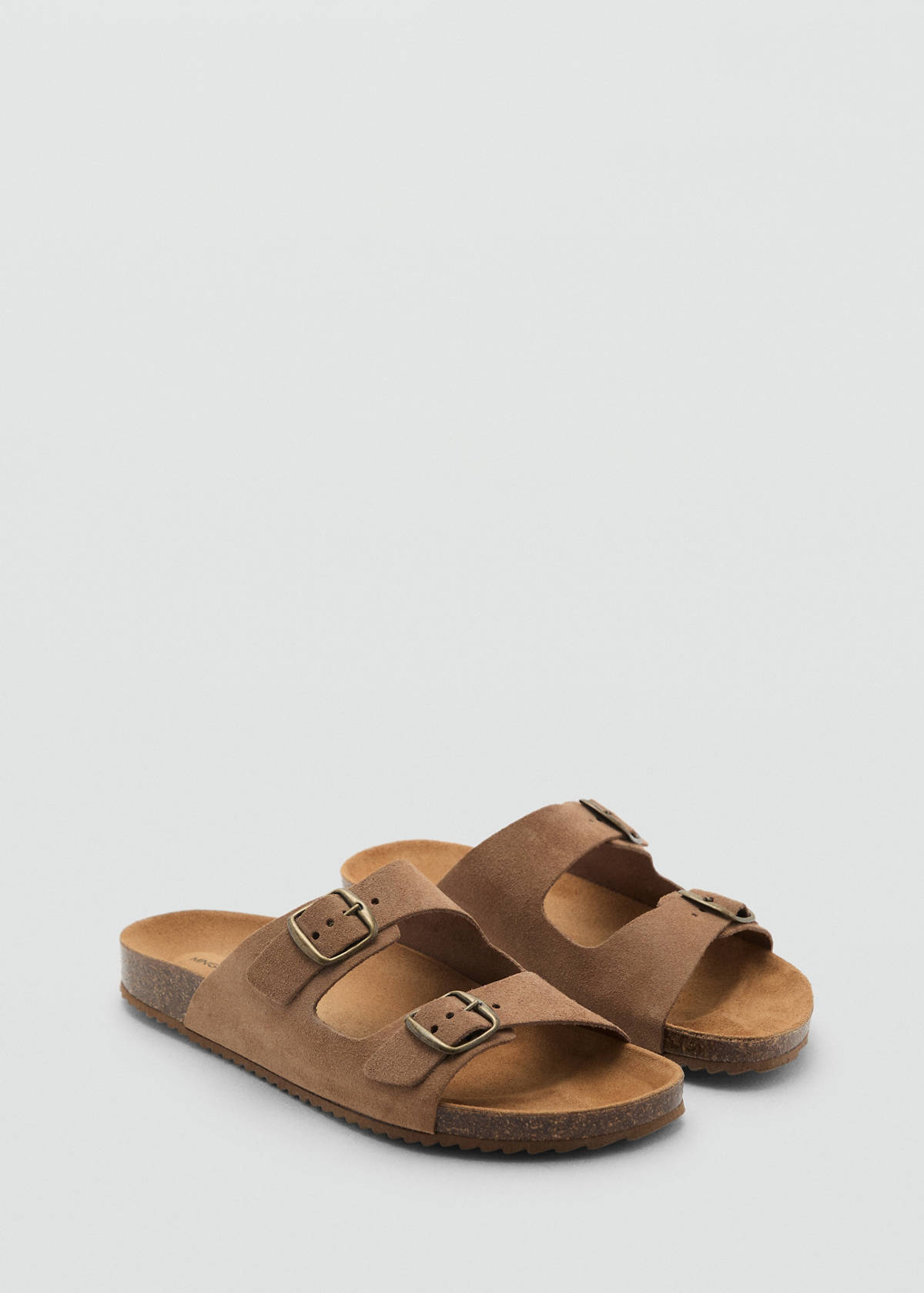 Buckles leather sandal — Medium Brown