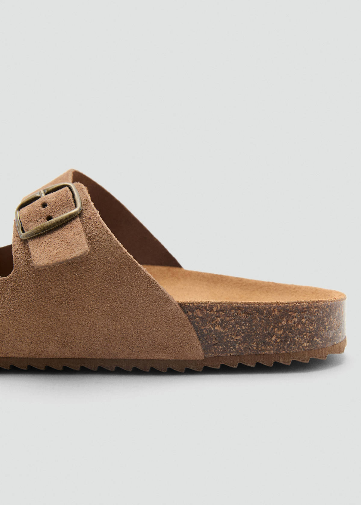 Buckles leather sandal — Medium Brown