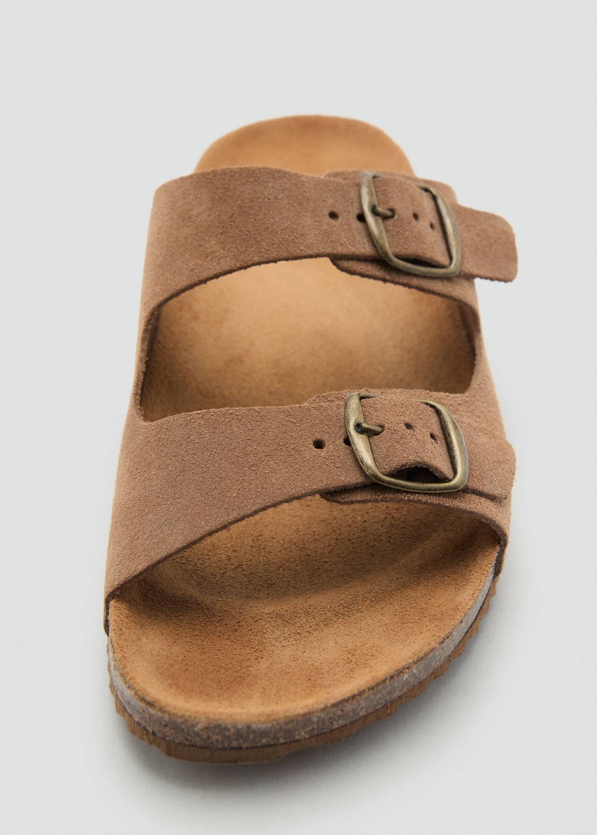 Buckles leather sandal — Medium Brown