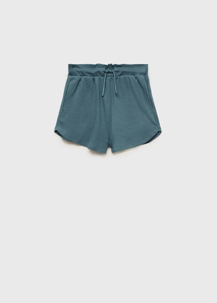 MANGO KIDS - Short taille élastique bleu pétrole - 5-6 ans - Fille