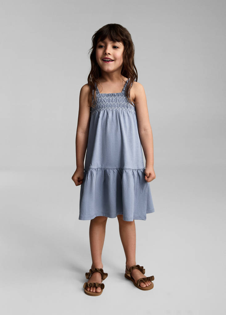 Gathered details dress — Blue