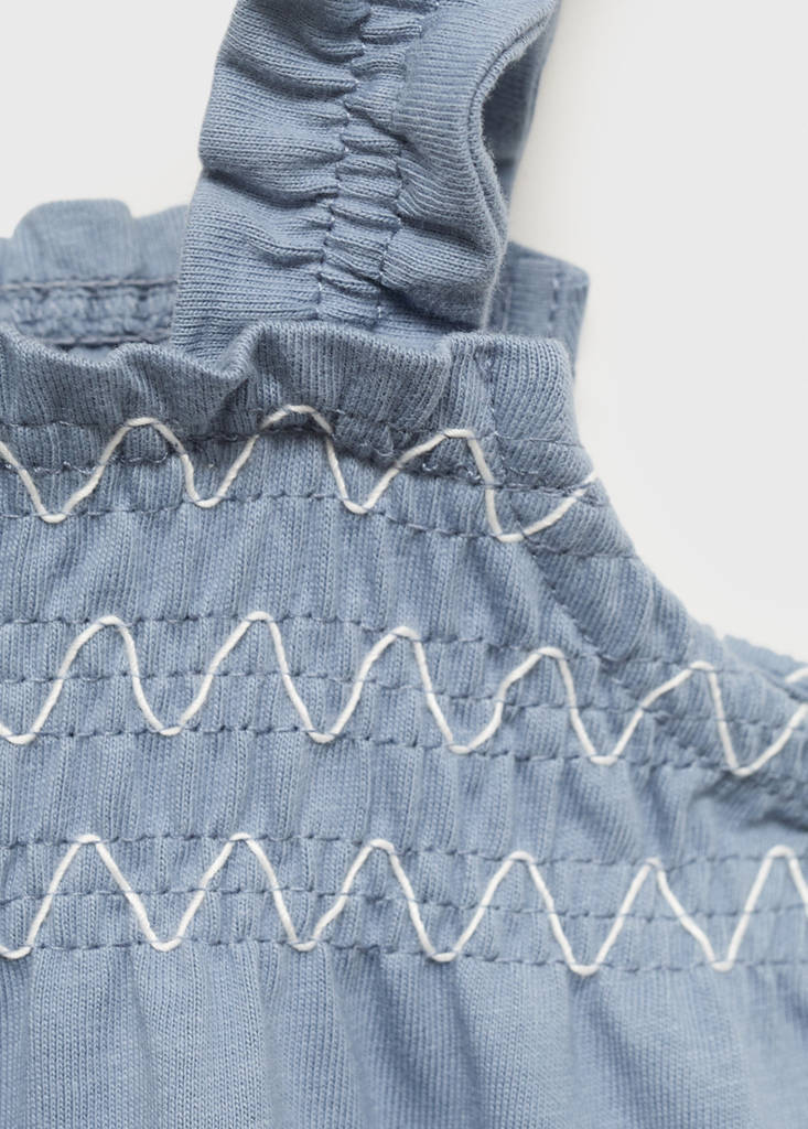 Gathered details dress — Blue