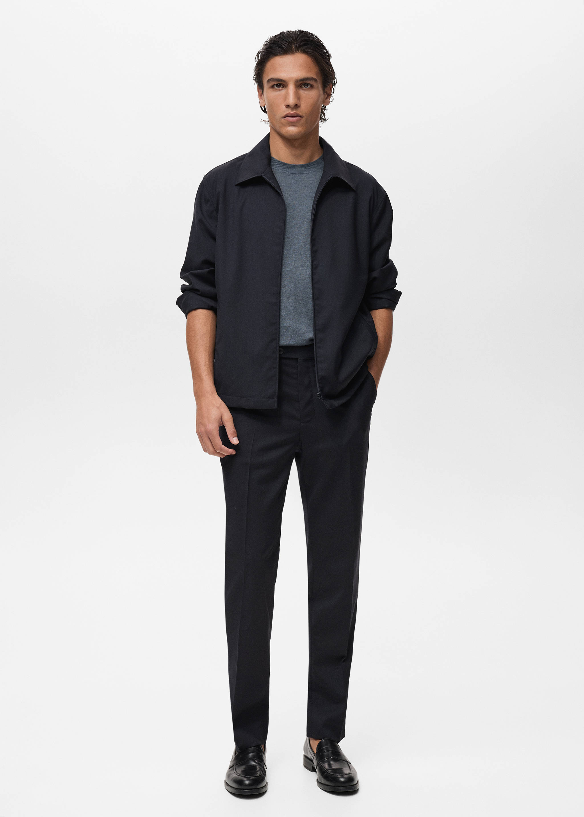 Veste col chemise en laine froide - Plan général