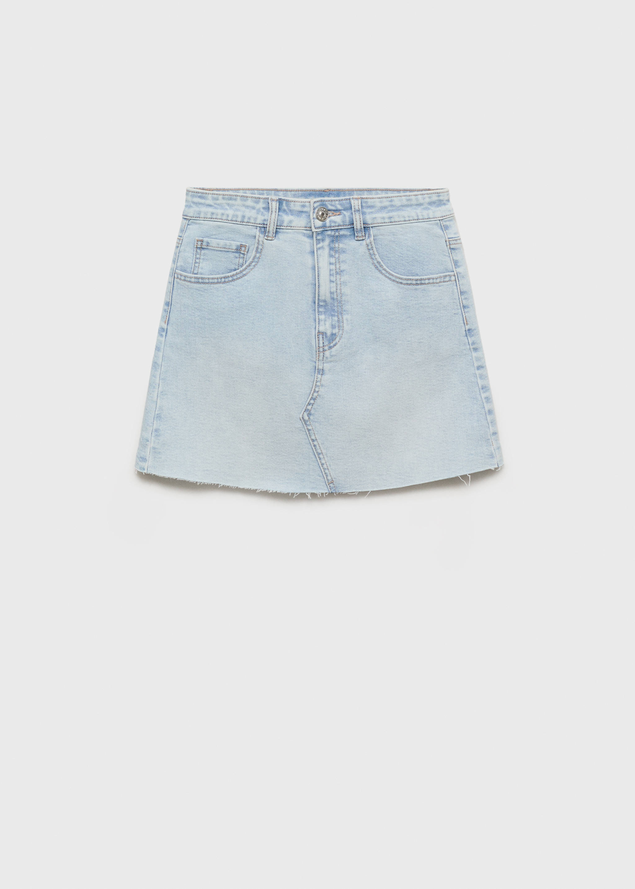 Denim miniskirt with frayed hem - Article without model
