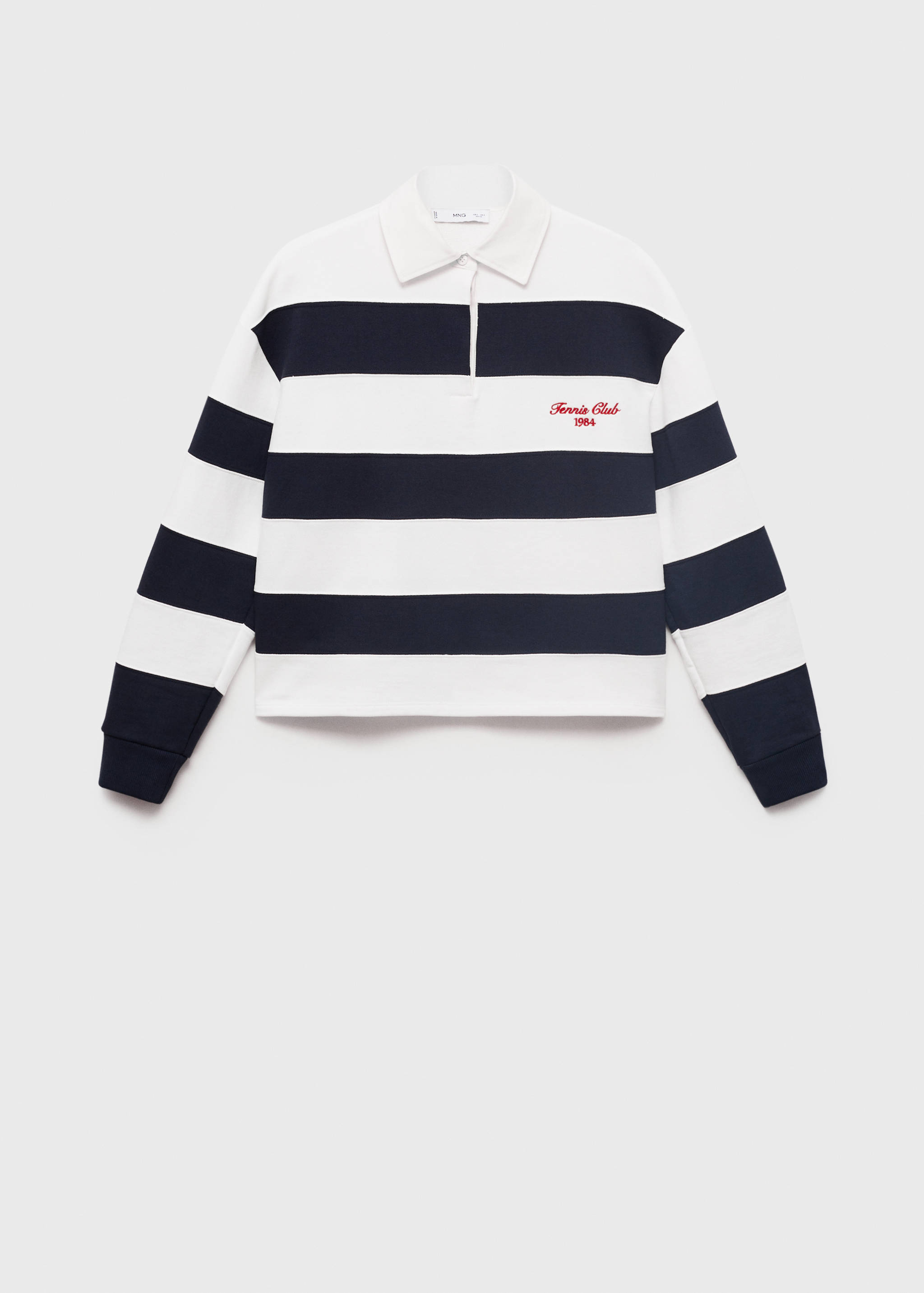 Striped polo shirt with embroidered message - Article without model