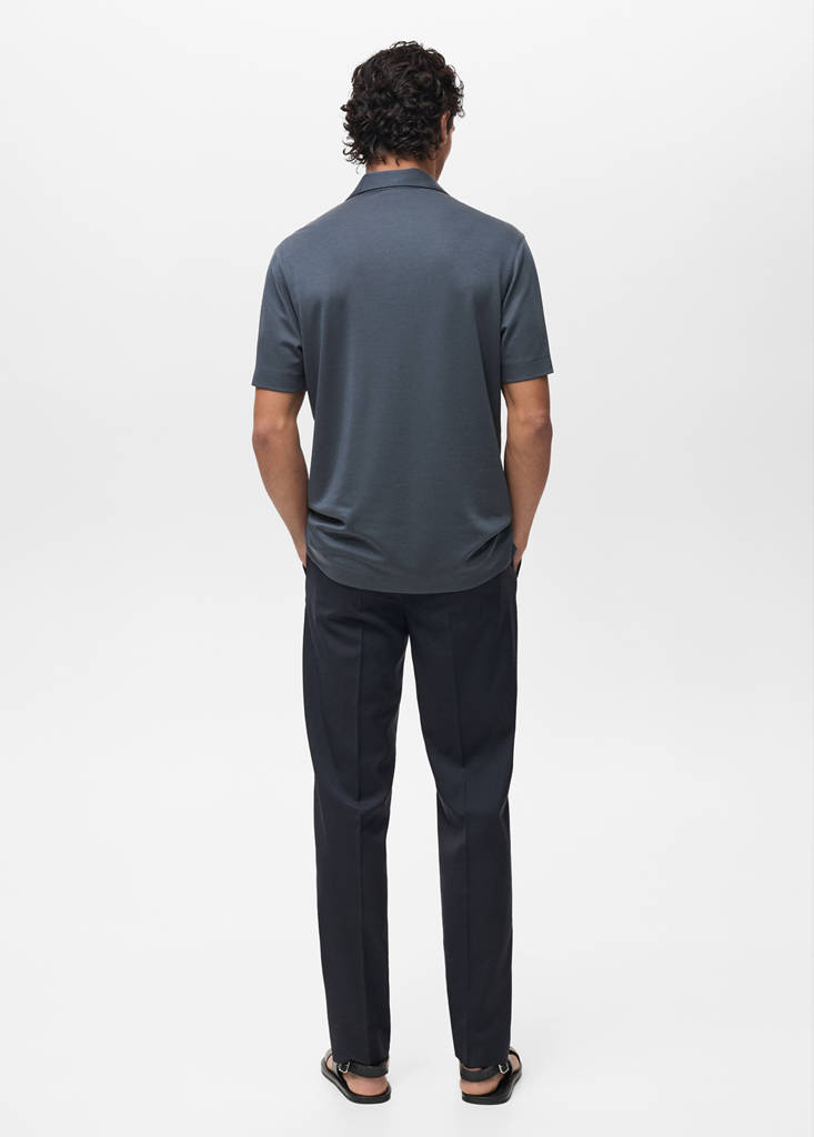 Lyocell polo shirt with bowling collar — Petrol Blue