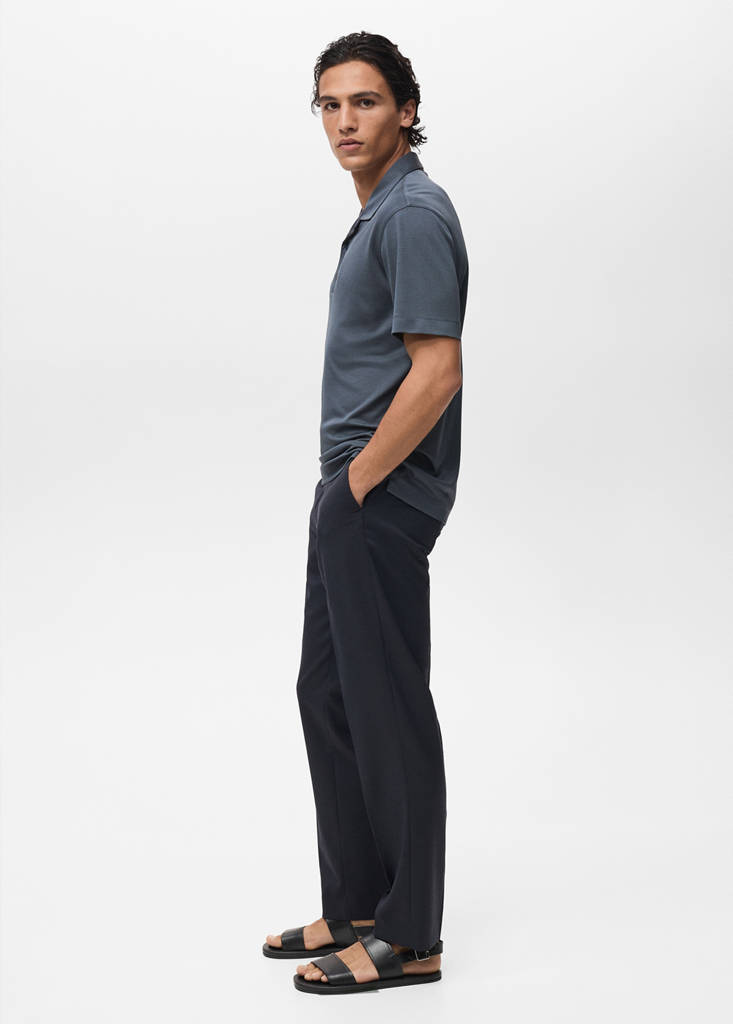 Lyocell polo shirt with bowling collar — Petrol Blue