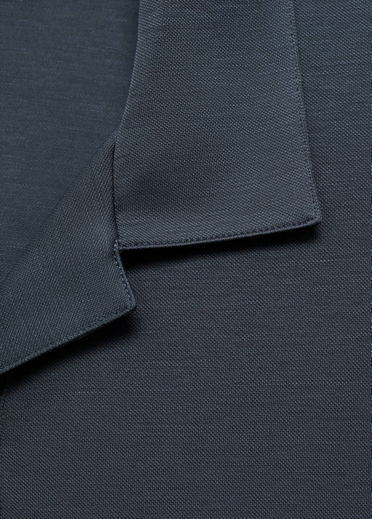 Lyocell polo shirt with bowling collar — Petrol Blue
