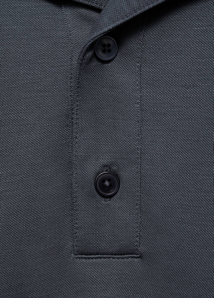 Lyocell polo shirt with bowling collar — Petrol Blue