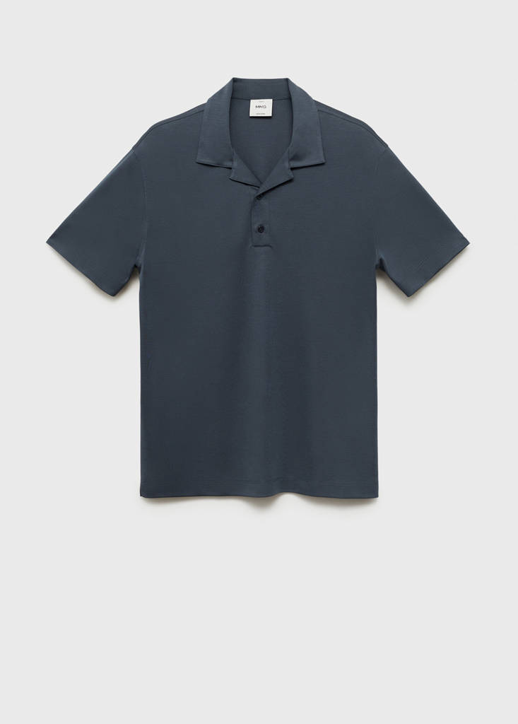 Lyocell polo shirt with bowling collar — Petrol Blue