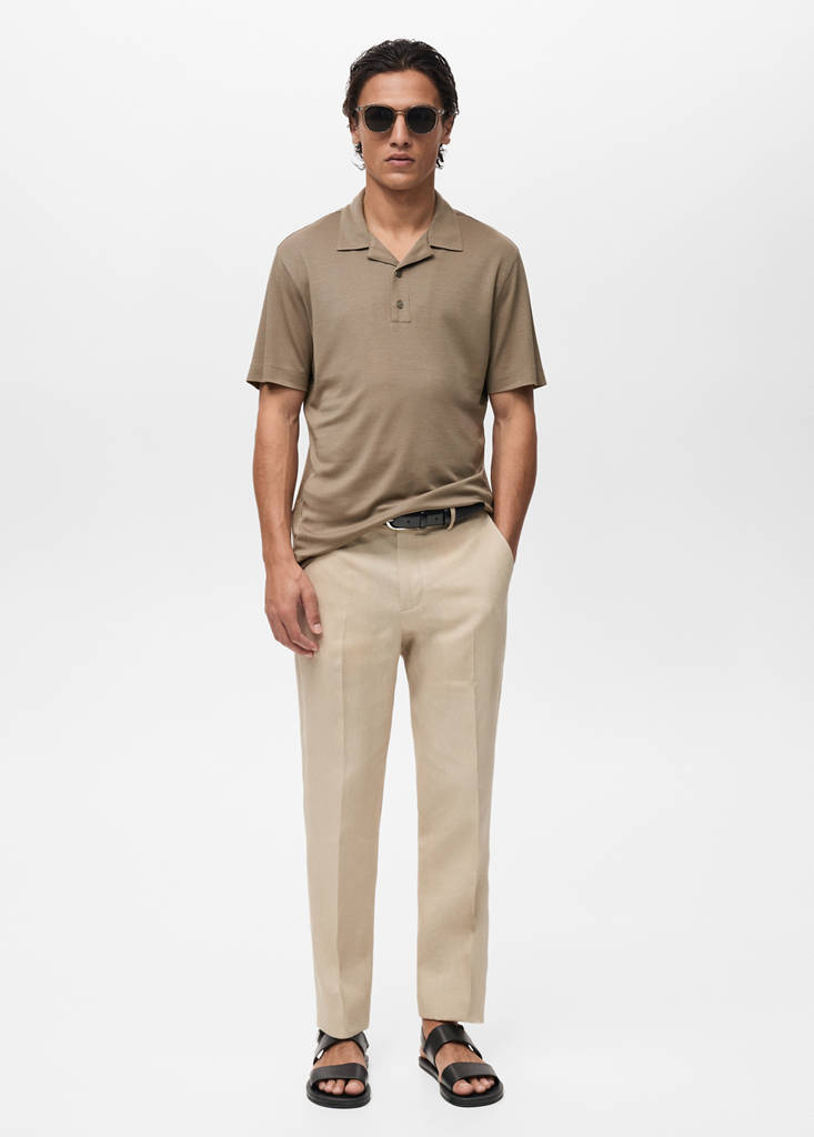 Lyocell polo shirt with bowling collar — Mink Grey