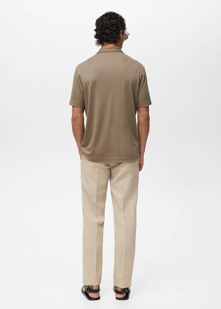 Lyocell polo shirt with bowling collar — Mink Grey